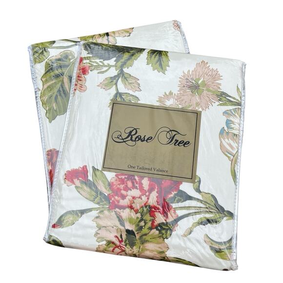 Rose Tree English Garden Set Of 2 Matching Tailored Valances 14" × 80" New - Picture 1 of 3